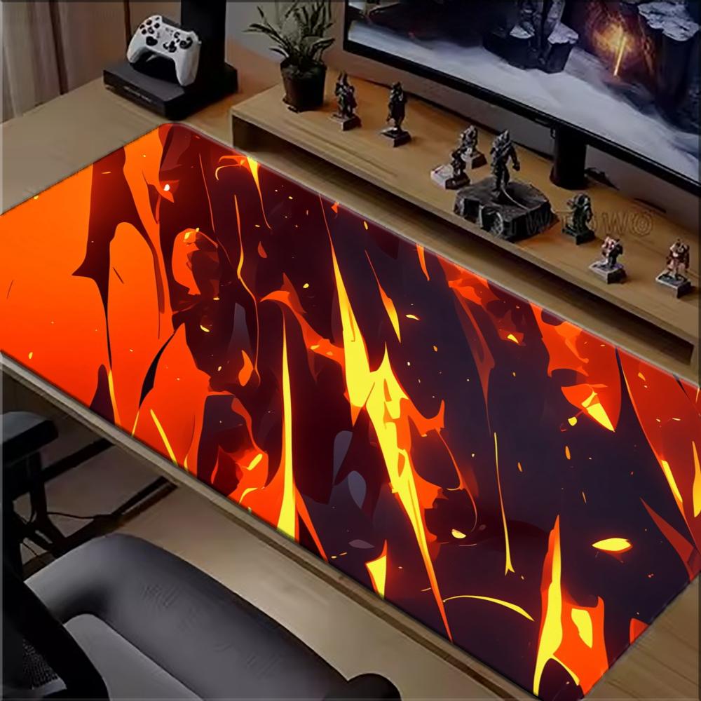 Pc Gaming Orange - Orange Flame Lava Large Extended Gaming