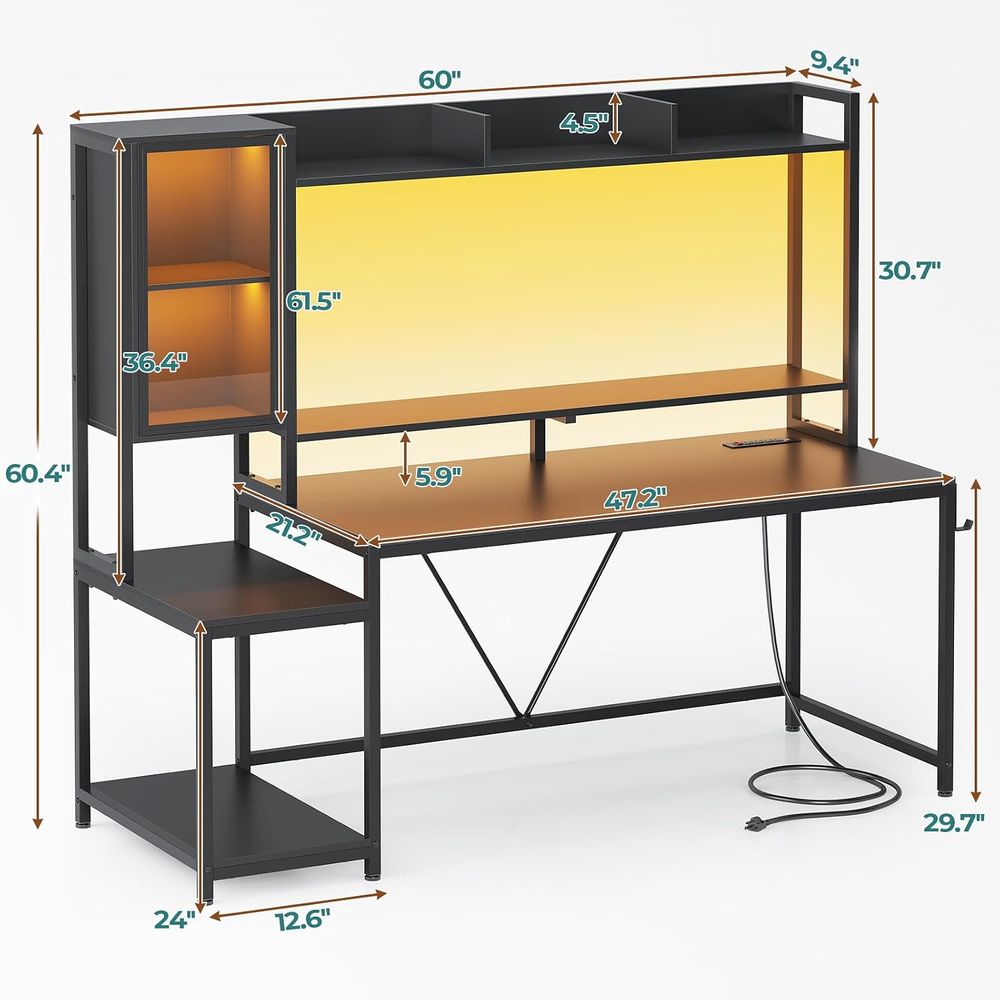 60'' Gaming Desk with Storage, - Pc Gaming Usa review and price