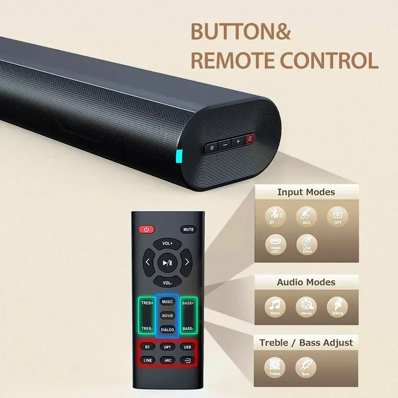 60W Sound Bars for TV Audio wi - Pc Gaming Apple review and price