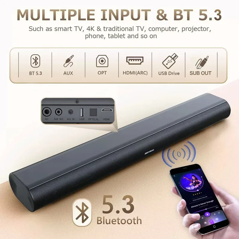 60W Sound Bars for TV Audio wi - Pc Gaming Apple review and price