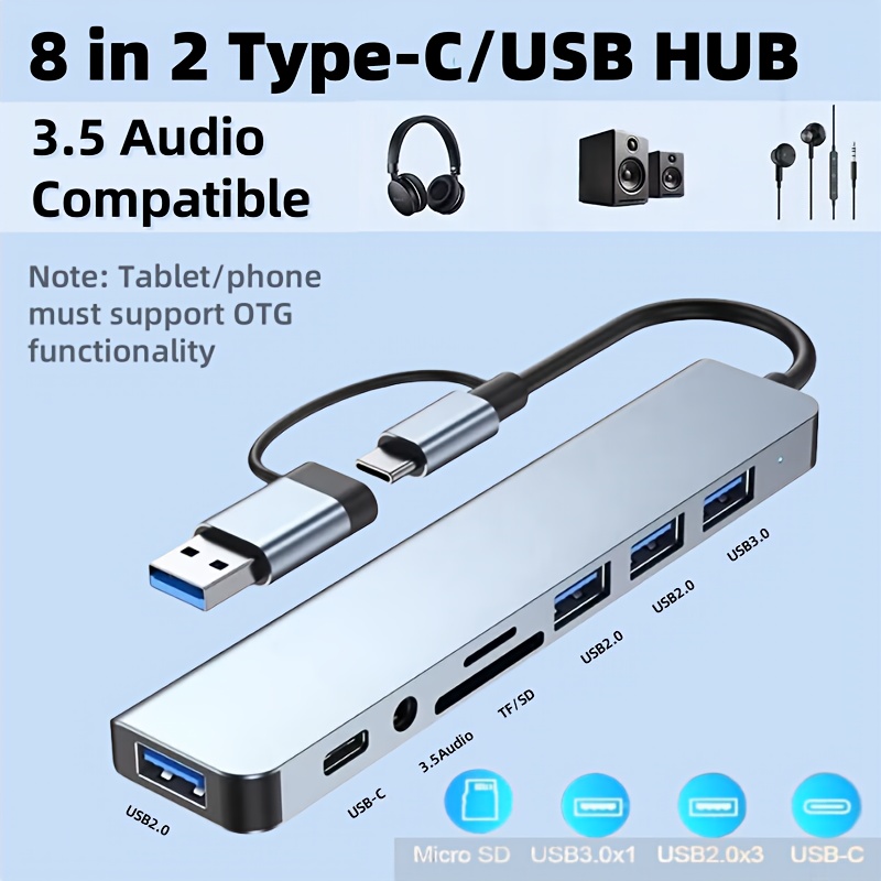 8-in-2 USB-C & USB-A Hub, Mult - Sound Card Usb review and price