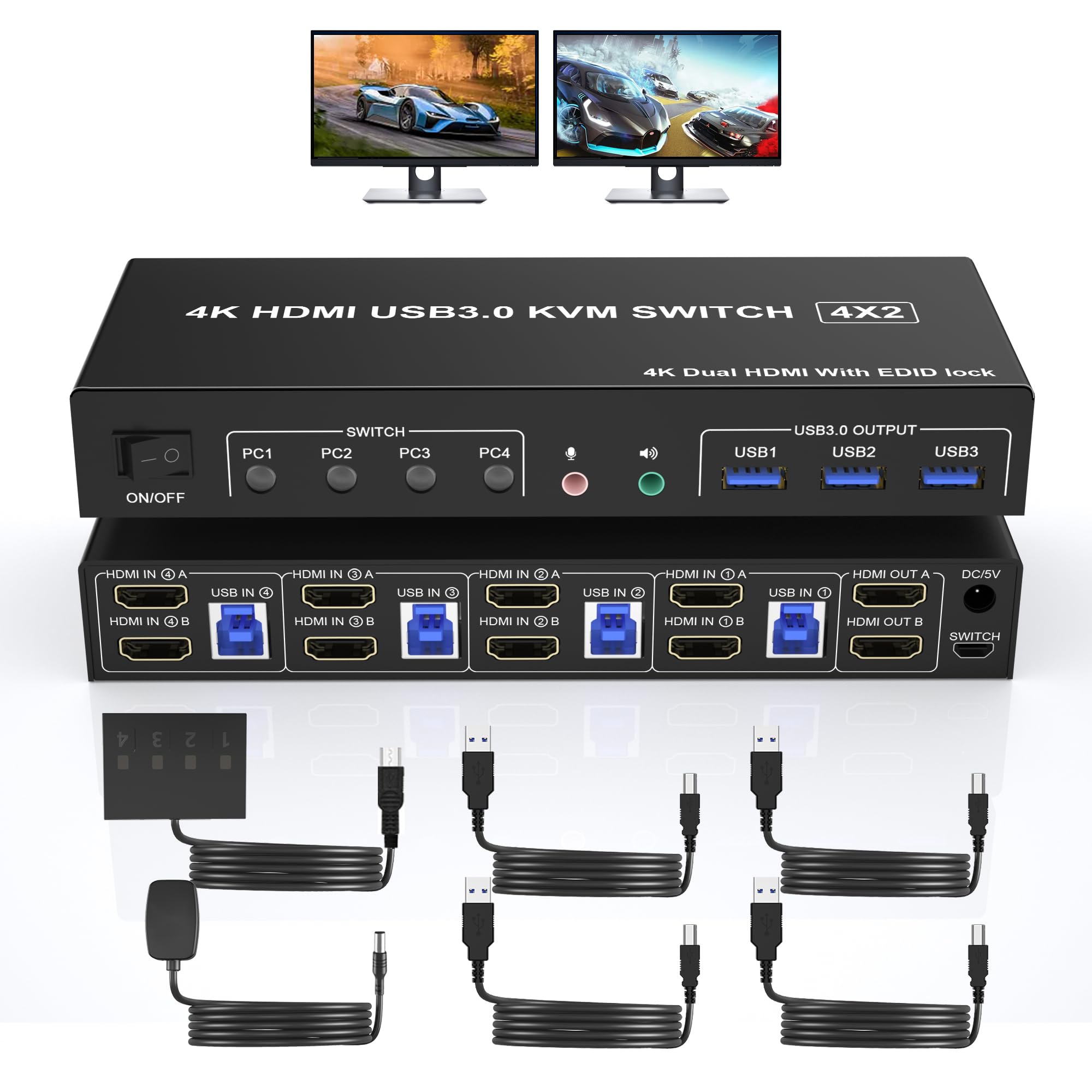 4K USB 3.0 KVM Switch HDMI Dua - Pc Gaming Emulator review and price